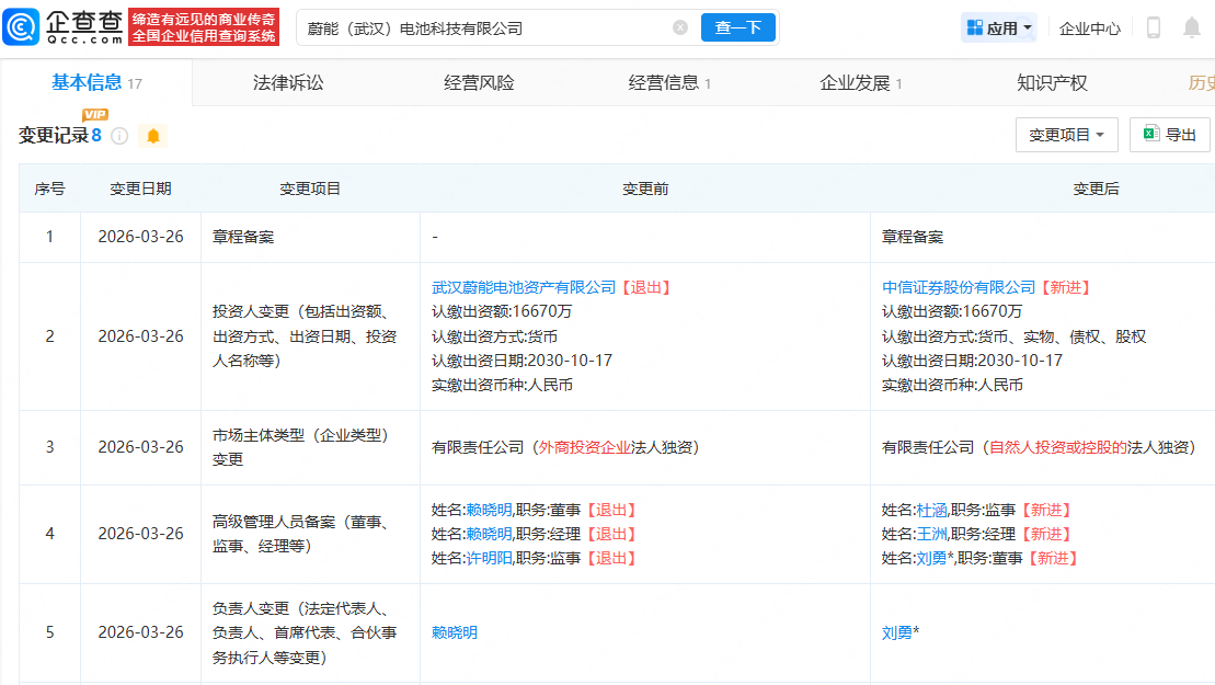 蔚能（武汉）电池科技有限公司