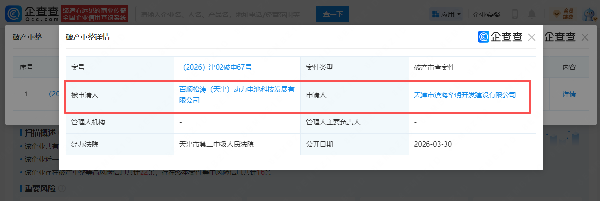 又一动力电池企业被申请破产！
