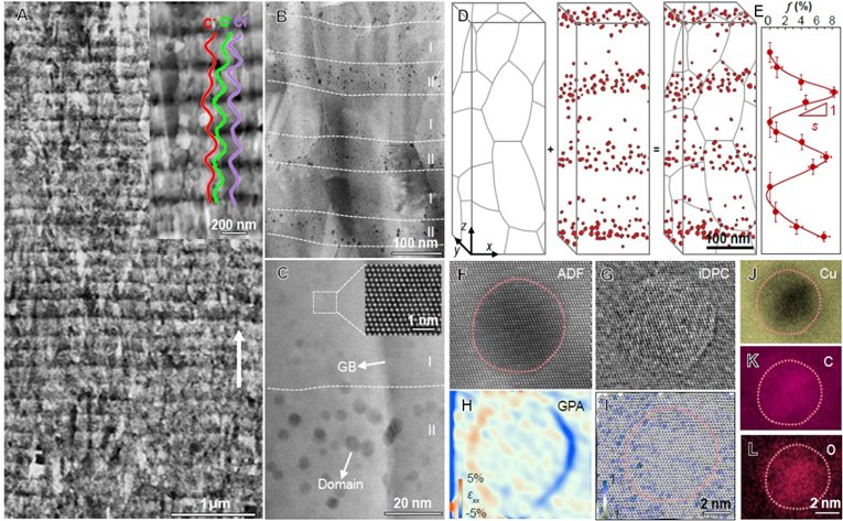 圖1 梯度納米疇銅箔的微觀結構
