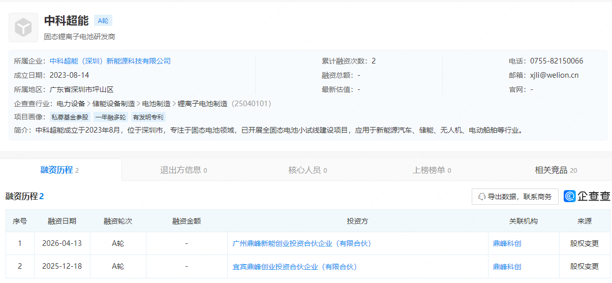 中科超能（深圳）新能源科技有限公司