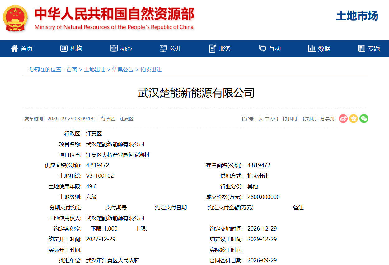武汉楚能新能源有限公司